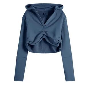 SKIMS Shoulder Pad Cropped Hoodie - Indigo